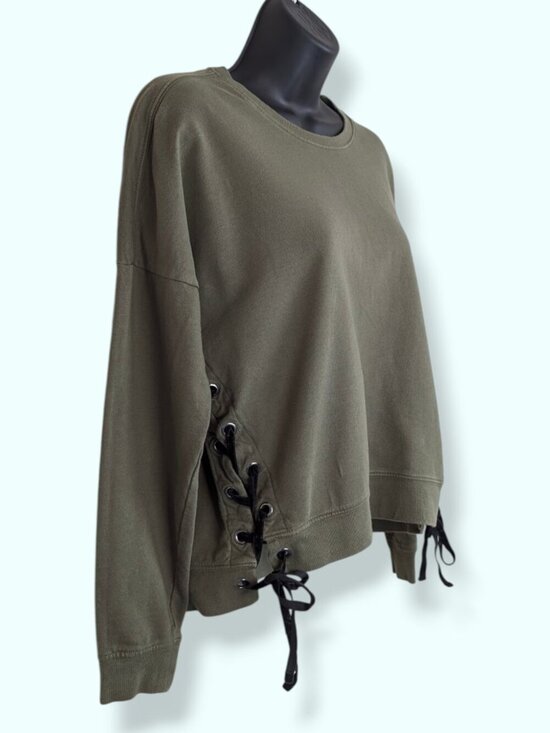 Noisy may Sweaters - Noisy May Green Laced Crew Neck Sweater